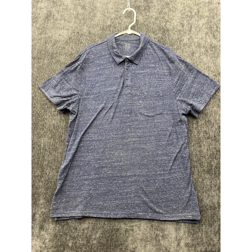 Old Navy Soft-Washed Ultra-Doux Polo Shirt Mens XL Blue Side Slit Golf Tennis